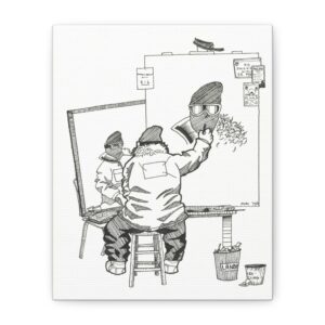 Unframed Prints Artist Sketch of Painter at Easel Canvas
