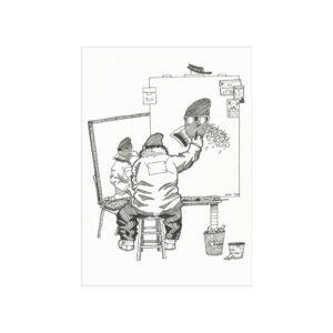 Matte Canvas Stretched Artist Painting Self-Portrait Unframed Print | Ink Sketch Illustration